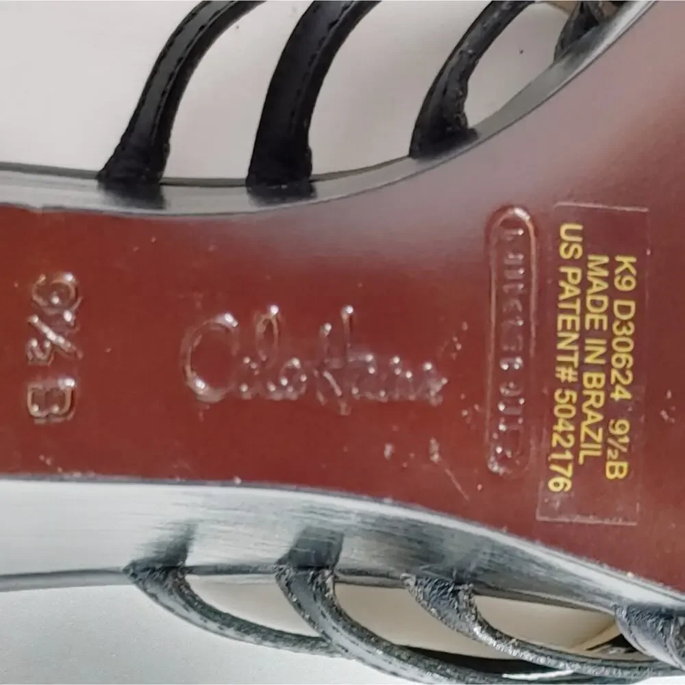 Cole Haan Air Verona Wedge Sandals Crisscross Strappy Black Leather Womens 9.5B